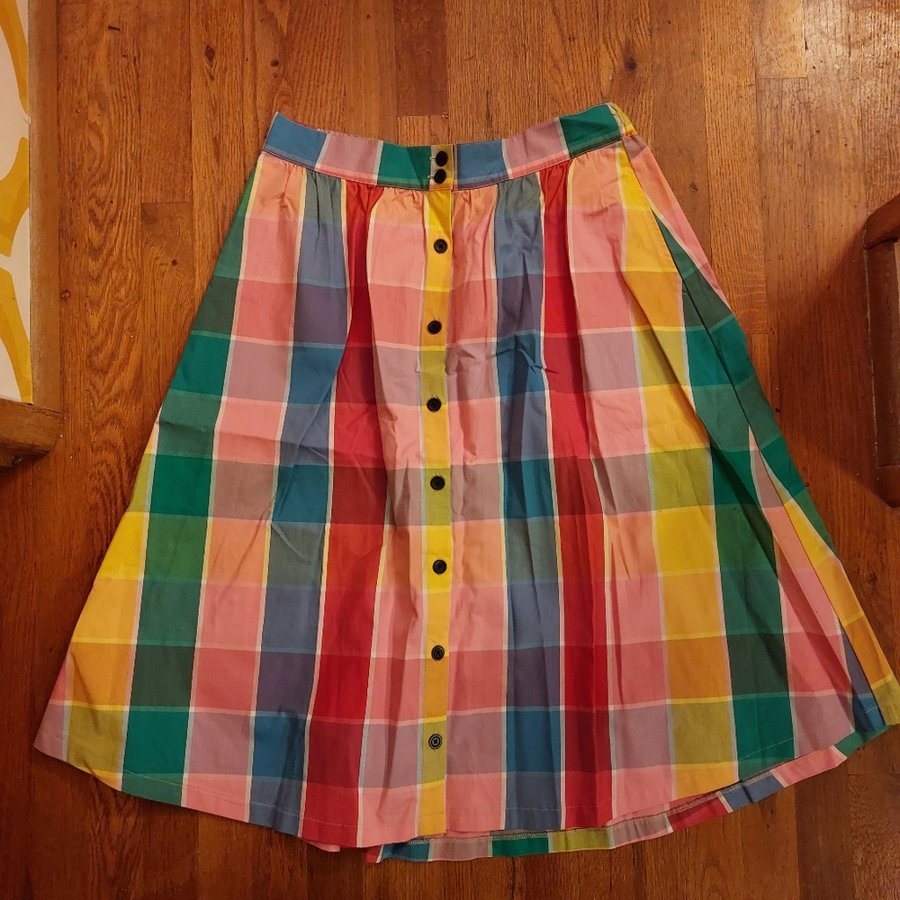 Colorful Plaid Shirt And Skirt Set - Picture 6 of 8